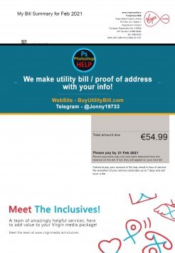 Ireland Virgin fake utility bill Media Sample Fake utility bill